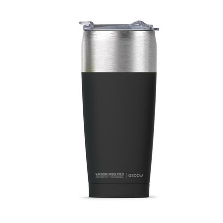 ASOBU ASOBU BF21BLACK 20 oz Insulated Coffee Travel Mug Tied Tumbler; Black BF21BLACK